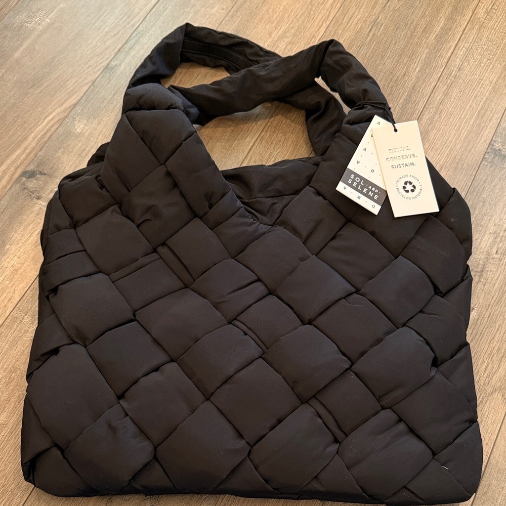 Elegant Black Quilted Tote Bag
